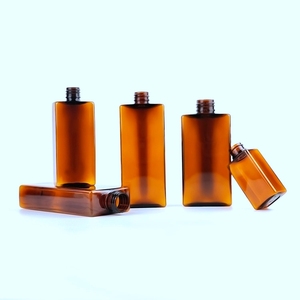 Chai Hình Chữ Nhật Phẳng Vuông Nhựa Mới Tùy Chỉnh Thiết Kế 50Ml 100Ml 200Ml <span class=keywords><strong>250Ml</strong></span> 400Ml 500Ml Rỗng Hổ Phách Mỹ Phẩm Vật Nuôi - Product Image 1