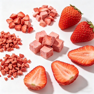 Poudre de fraises lyophilisées biologiques et fruits entiers, coupés en <span class=keywords><strong>d</strong></span>és, concassés, granulés, en vrac, vente en gros - Product Image 6