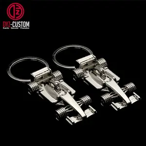 Promocional 3D F1 Racing modelo llavero plata aleación de zinc coche llavero para negocios recuerdo regalo plateado Metal