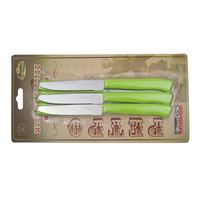 6-Stuks Groen Handvat Steak Messen Set Blister Verpakking