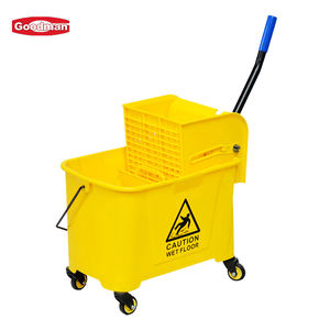 Carro de fregona de plástico con escurridor, resistente, comercial, con cubo de >30L, ecológico, para hoteles, restaurantes y limpieza - Product Image 3