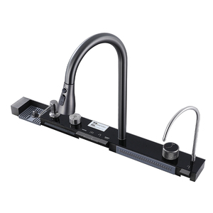 Thiết Kế Mới Hiển Thị Kỹ Thuật Số Thép Không Gỉ Bồn Rửa Nhà Bếp Nano Cốc Màu Đen Rinser Bốn Lỗ Làm Bằng Tay Thông Minh Duy Nhất Bát Hình Vuông - Product Image 5