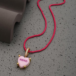 Collar con Colgante <span class=keywords><strong>de</strong></span> Letra <span class=keywords><strong>de</strong></span> Corazón en Color Caramelo, Collar con Dije <span class=keywords><strong>de</strong></span> <span class=keywords><strong>Amor</strong></span> <span class=keywords><strong>de</strong></span> Circonio para Mujer, Joyería Y2K, Accesorios DIY, Regalos <span class=keywords><strong>de</strong></span> Moda - Product Image 6