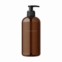Bouteille en plastique PET ambrée 250ml 300ml 500ml avec pompe à lotion, emballage cosmétique vide, logo personnalisé, vente en gros