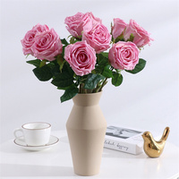 Haute qualité unique artificielle vraie touche Roses Latex Faux blanc rose jaune Rose fleur pour la décoration de fête de mariage