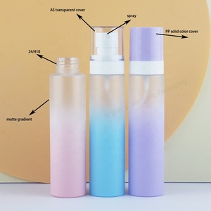 PET lujo 60ml/80ml/90ml/100ml botella de loción de plástico bomba de spray mate degradado Color rosa <span class=keywords><strong>violeta</strong></span> azul lujo embalaje degradado - Product Image 6