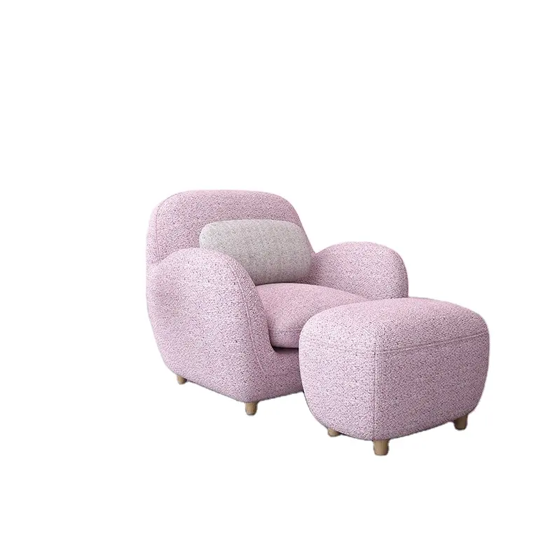 Tecido de veludo rosa conjunto de sofá moderna sala de estar do quarto do hotel rodada cadeiras