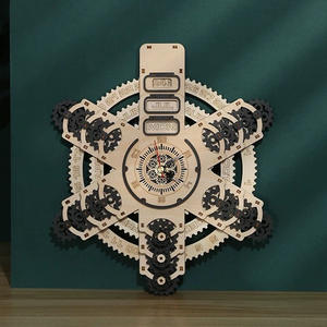 Настенный деревянный календарь-головоломка 3D, ручной работы, вечный, развивающий, DIY, экологичный, с механической передачей, модель-конструктор - Product Image 1