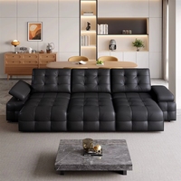 Canapé-lit inclinable électrique moderne de luxe en cuir noir avec télécommande, appui-tête réglable, canapé modulaire pour salon