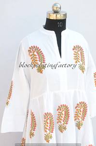 Vestido largo de algodón con estampado a mano para mujer, túnica larga de verano, ropa informal, Kurti - Product Image 5