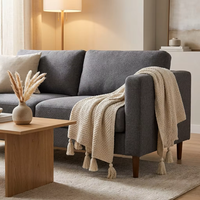 Couverture en tricot personnalisée avec pompons, tissage texturé épais et doux, pour des plaids bohèmes de luxe pour la décoration intérieure avec étiquette privée