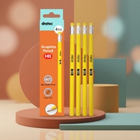 Vente en gros de bois jaune personnalisé avec logo promotionnel # Ensemble de 2 crayons HB avec gomme, mine noire, haute qualité, DRATEC, pour le bureau et l'école