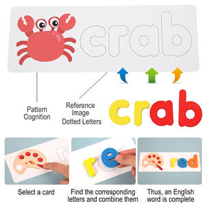 Jeu éducatif en bois Montessori pour l'apprentissage précoce des mathématiques et <span class=keywords><strong>de</strong></span> l'orthographe, puzzle <span class=keywords><strong>de</strong></span> l'alphabet, jeu <span class=keywords><strong>de</strong></span> mots à construire - Product Image 5