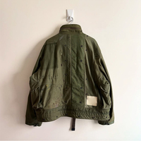 Veste de travail MZN en toile de denim sergé personnalisée, effet vieilli, avec fermeture éclair, crochet de pont, patchwork, style vintage, type marin ou pompier