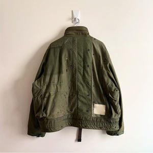 Veste de travail MZN en toile de denim sergé personnalisée, effet vieilli, avec fermeture éclair, crochet de pont, patchwork, style vintage, type marin ou pompier - Product Image 2