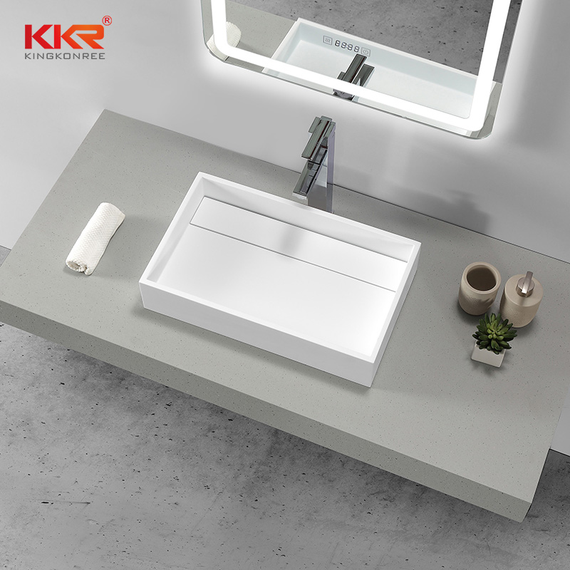 KKR Hotel bathroom sink lavatory solid surface artificial stone sink with artificial atone cover