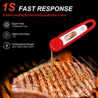 Termometer BBQ memasak nirkabel, pengukur suhu daging Digital cerdas multifungsi desain baru bahan baja tahan karat dapat dilipat mudah tanpa kabel