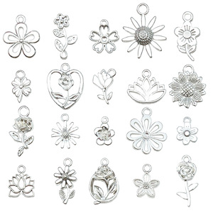 Silver Alloy Flower Pendant DIY Jewelry Accessory For Bracelet <b>Necklace</b> Making - Product Image 5