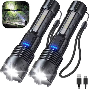 Lampe torche LED multifonctionnelle AA pour l'extérieur avec recharge USB, projecteur laser de camping, lampe de travail portable, lumière d'avertissement - Product Image 5