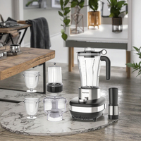 HappyPartner Blender Elektrik 6-in-1 Kelas Atas Kecepatan Variabel Dengan Kontrol Tombol Colokan EU Wadah Plastik Rumah Tangga