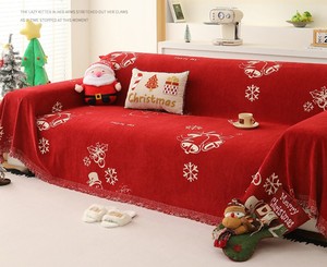 2025 Alibaba compras en línea lujo hogar Navidad deco sofá cubierta vacaciones, nuevo diseño europeo elegante tejido Santa sofá cubierta - Product Image 5