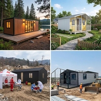 Maison Pliante Préfabriquée de Luxe 20ft 40ft, Maison Conteneur Extensible avec Mur en Verre, Design Moderne, Installation Rapide, Panneaux Solaires pour