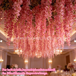 Guirnalda de Flores Artificiales de Glicinia Rosa para Decoración de Arcos, Bodas y Paredes, Ramo de Plástico Decorativo - Product Image 4