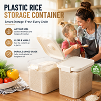 Conteneur de stockage de riz rectangulaire en plastique de qualité alimentaire, style nordique suprême, grande capacité 20 livres, hermétique et anti-humidité pour usage domestique