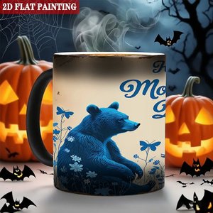 Mug à finition givrée 11oz en céramique noire, tasse à café magique changeant de couleur sensible à la chaleur - Product Image 6