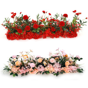 M3317 Runner Floreale Artificiale Personalizzabile per Decorazioni Matrimoniali e Feste, Arco di Rose in Seta, Runner da Tavolo con Fiori Bianchi 1m - Product Image 1