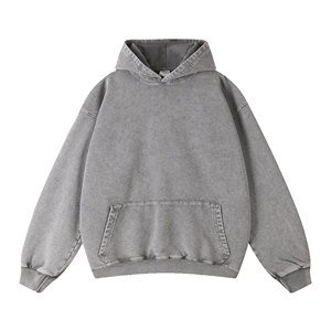 Sudaderas con capucha de peso pesado para hombre Sudadera con capucha de Otoño de algodón sólido 100% de talla grande - Product Image 4