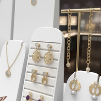 Ensemble de présentoirs à bijoux modernes et élégants en MDF blanc de qualité supérieure + métal, personnalisables, pour la présentation en boutique