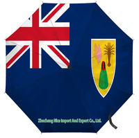 Paraguas Plegable con la Bandera de las Islas Turquesas y Caicos, Compacto, Portátil, Grande, Resistente al Viento y a la Lluvia