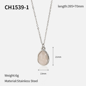 Minimalist Lüks Oval Titanyum Çelik Kolye Kedi Gözü Kolye Ucu Köprücük Kemiği Zinciri Paslanmaz Çelik Yüzük Kadınlar İçin Takı - Product Image 6