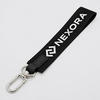 Porte-clés personnalisé de haute qualité avec logo tissé, cordon court en nylon jacquard, cadeau de luxe