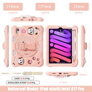 Custodia per Tablet Robusta da 8,3 Pollici per Bambini, Compatibile con <span class=keywords><strong>Apple</strong></span> <span class=keywords><strong>iPad</strong></span> <span class=keywords><strong>Mini</strong></span> 6 e <span class=keywords><strong>Mini</strong></span> 7, in Silicone Antiurto con Supporto Girevole e Tracolla - Product Image 5