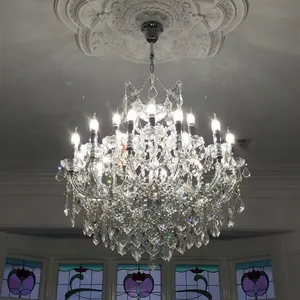 Maria Theresa Grande Crystal Chandelier Europeu Hotel Sala Ouro Luxo para Villa Hotel Lâmpadas De Teto Real pingente Luz