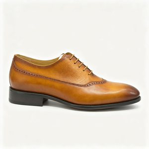 CACATUA 20260122-12 Scarpe Oxford Brogue in Vera Pelle con Lacci, Marrone Anticato Lucidato a Mano, per Uomo, Formali, Business, Matrimonio - Product Image 1