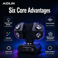 Projecteur araignée à 12 yeux et double bras pour laser LED, contrôle DMX512, RGBW, rotation infinie, pour discothèque et soirée