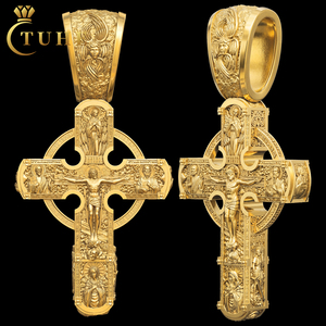 Joyería Cristiana Chapada en Oro <span class=keywords><strong>de</strong></span> Lujo, <span class=keywords><strong>los</strong></span> <span class=keywords><strong>Doce</strong></span> Apóstoles, San Judas, Virgen María, Jesús, Crucifijo, Cruz Celta, Colgante para Hombre y Mujer - Product Image 1