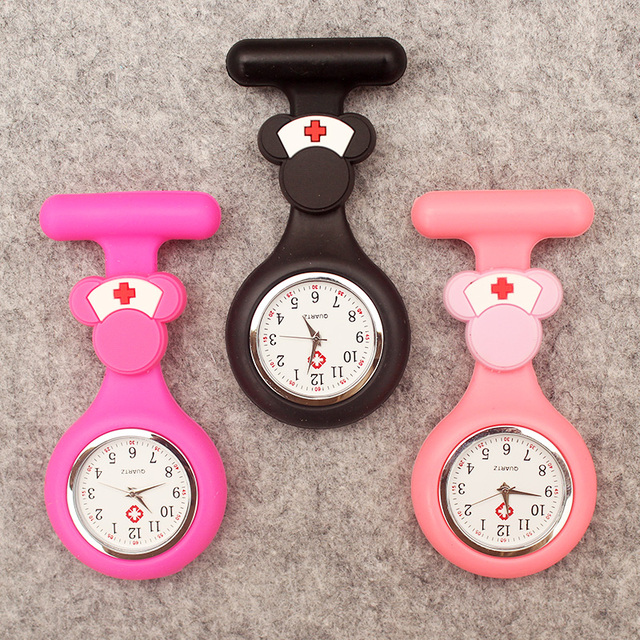 Lovely Cartoon Nurse Doctor Solid Silicone FOB Pocket Watches Fashion Hospital Medical Brooch Pins Pandant Gift Clock