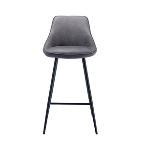 Chaise de bar en acier avec barre en métal et revêtement en cuir PU marron pour café et restaurant - Product Image 1
