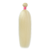 Extensions de cheveux humains vierges vietnamiens bruts, blond clair 613, texture Yaki doux et lisse, ou lisse crépu, en mèches