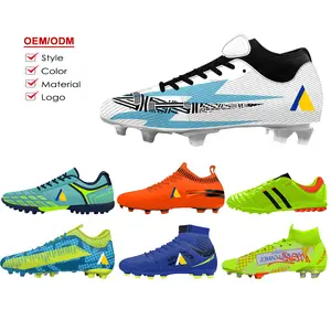 Chaussures de football montantes personnalisées pour hommes gazon FG chaussures de football antidérapantes pour hommes chaussures de football