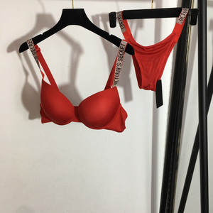 Nouvel ensemble de lingerie bikini pour femme : soutien-gorge à bretelles orné de strass brillants + culotte triangle - Product Image 1