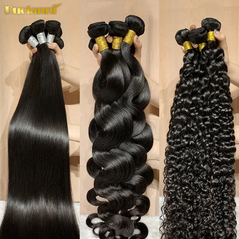 Extensiones de pelo brasileño 100% humano, pelo suave brillante de visón, con cutícula alineada, extensiones de cabello humano virgen sin procesar, 12A, muestra gratis