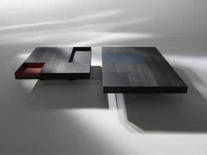 <span class=keywords><strong>Table</strong></span> <span class=keywords><strong>basse</strong></span> artistique haut de gamme avec plateaux amovibles et placage de bois texturé pour salons modernes - Product Image 5