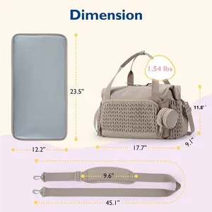 Sac à couches extra large en nylon avec poches isothermes pour biberons, sac à couches multi-poches pour bébé, pour papa, nouveau-né - Product Image 2