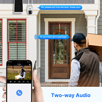 Hiseeu 3MP Ptz Surveillance audio vidéo bidirectionnelle Vision nocturne couleur Sécurité sans fil PTZ Wifi Caméra solaire Extérieur Carte mémoire