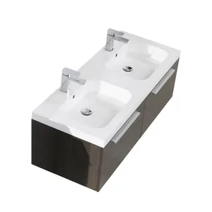 맞춤형 현대 욕실 화장실 Lavabo 가구 단단한 표면 수지 돌 더블 세면대 캐비닛 싱크